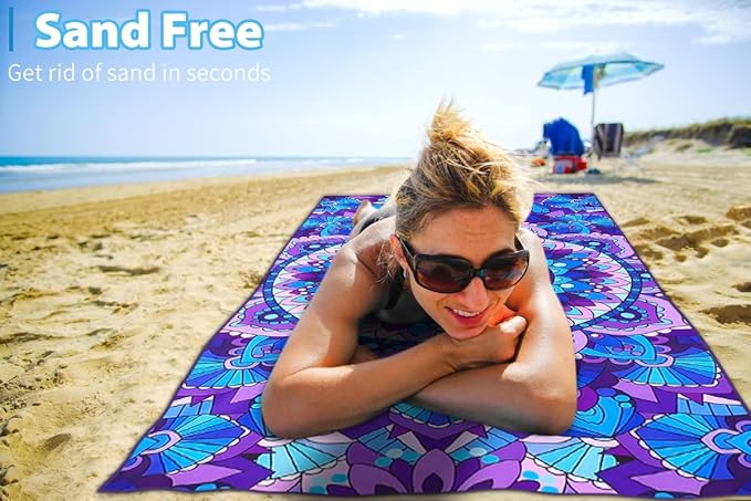 2 Pack Microfiber Oversized Lightweight Beach Towel 71"x32" Extra Thin Large Sand Free Towels Travel Swim Pool Yoga Gym for Adults Women Men Beach Essentials Accessories Vacation Gift