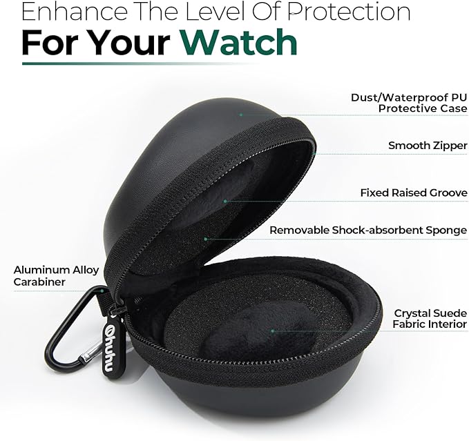 Ohuhu Watch Travel Case, 2Pack Watch Box for Men and Women Portable Single Watch Storage box and Organizer for Wristwatches and Smart Watches Heightened Version up to 56mm for Fathers Day