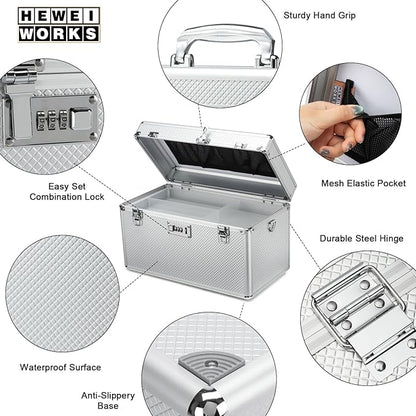 Storage Lock Box with Combination code, Lockable Medicine Storage Case, Empty First Aid Box, Security Lock Box, Multipurpose Lockbox for Home and Outdoor Use (Silver, X-Large)