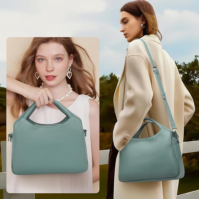 KOGTLA Genuine Leather Purses for Women, Crossbody Shoulder Bags with Top-Handle, Tote Satchel Handbags