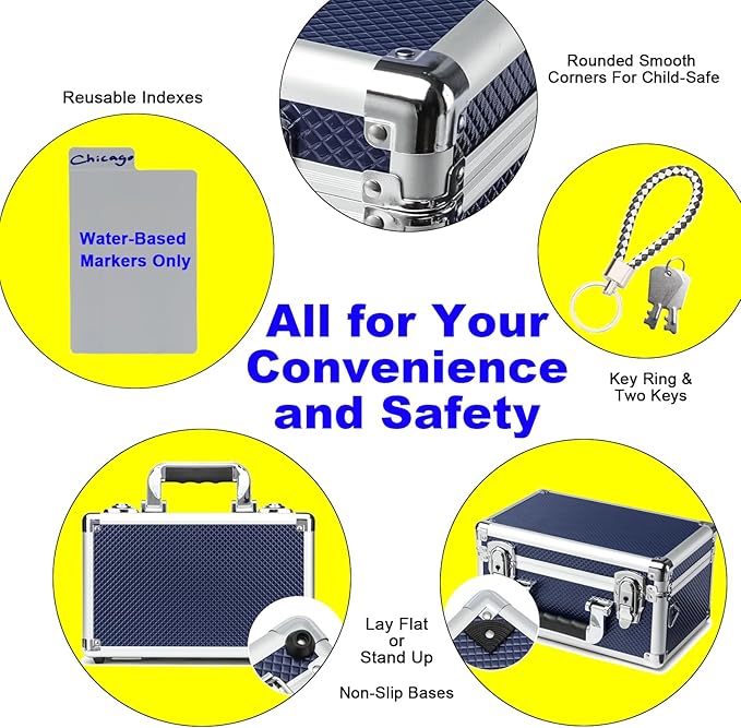 Multi color Card Storage Hard Case, Sports Card Collection Boxes,Trading Cards Cabinet, Card Holder, Toploader Box (Blue, Small)