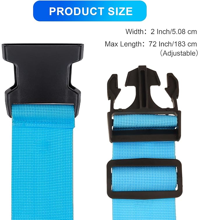 Luggage Straps for Suitcases TSA Approved, Travel Belt Suitcase Belt, Suitcase Straps TSA Approved, Luggage Belt Strap TSA Approved, Travel Straps for Luggage, 4Pcs Luggage Band, Bule & Pink