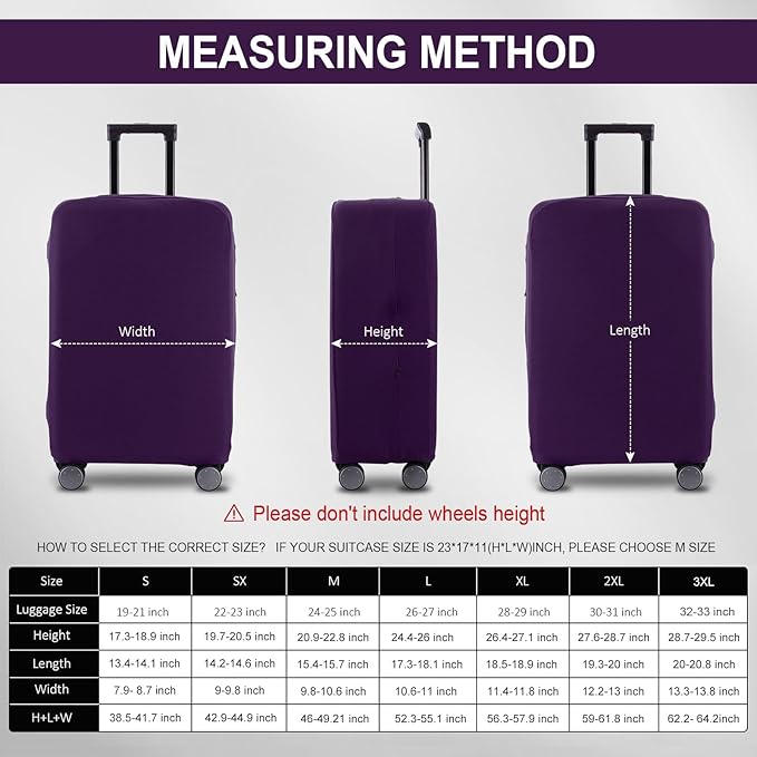 Travel Luggage Cover Suitcase Protector Scratch-Resistant Fit 19-31 Inch Suitcase, Not Included Suitcase (Purple, S(19-21 inch))