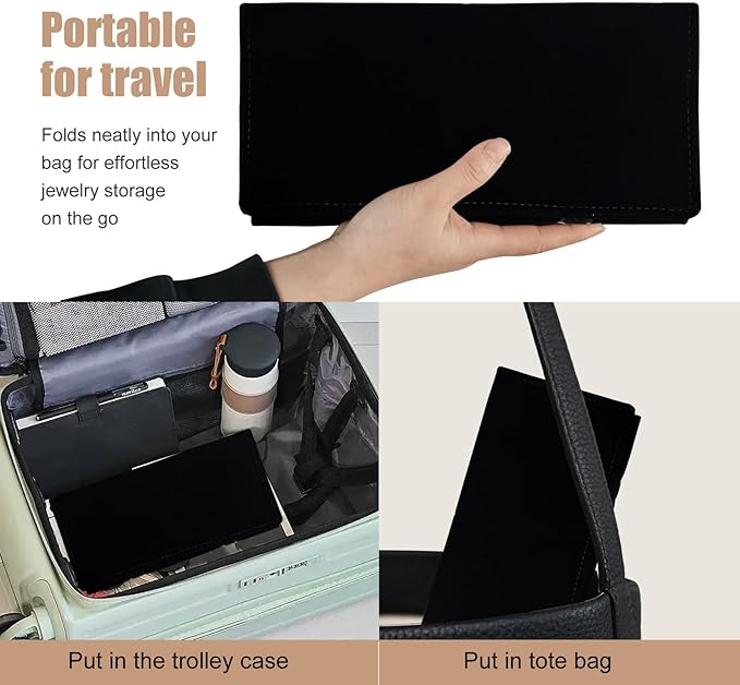 Travel Jewelry Roll Bag Portable Organizer Pouch With Grids&PVC Cover Storage Bags for Necklace, Bracelet, Bracelet,Ring, Badge, Pendant