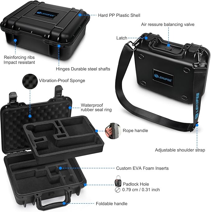 Lekufee Waterproof Hard Case Compatible with Gopro Hero 13/12/11/10/9/8/Media Mod/Gopro Volta/Creator Edition/Action Camera and Accessories(Case Only)