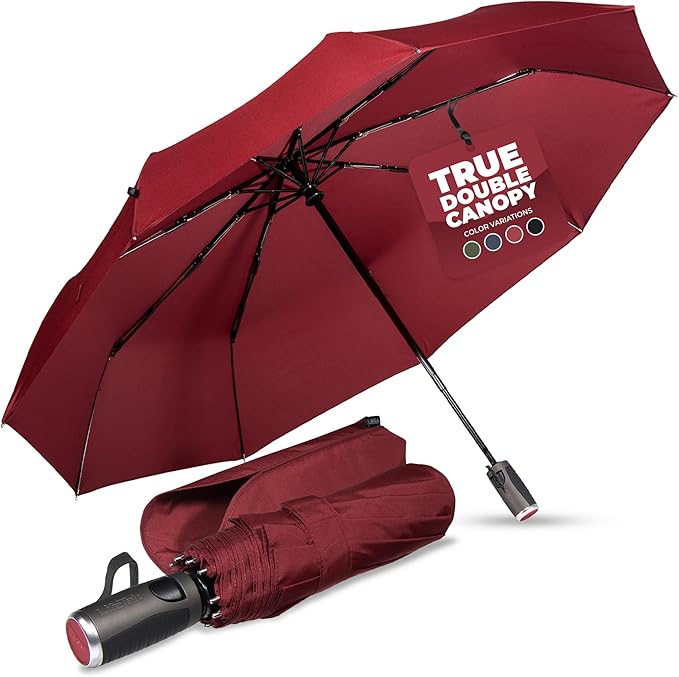 LifeTek Premium Travel Umbrella - Windproof & Compact for Men & Women, Automatic Open Close, Fits in Purse Laptop Bag or Backpack, Strong Frame for Heavy Rain & Sun UV Protection