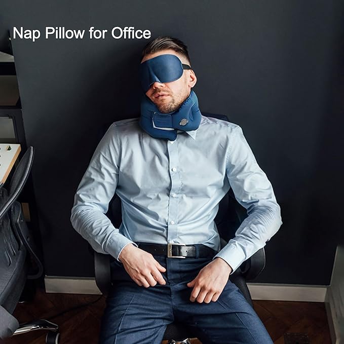Inflatable Neck Pillow for Traveling on Plane, Inflatable Travel Pillows for Airplanes, Neck Pillow for Long Flight, Blow Up Neck Pillows for Air Travel