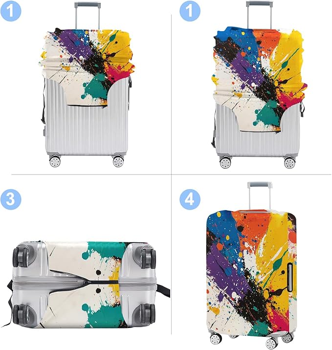 Luggage Cover Washable Suitcase Protector Anti-scratch Suitcase cover Fits 20-34 Inch Luggage (Watercolor, S(20-22inch suitcase))