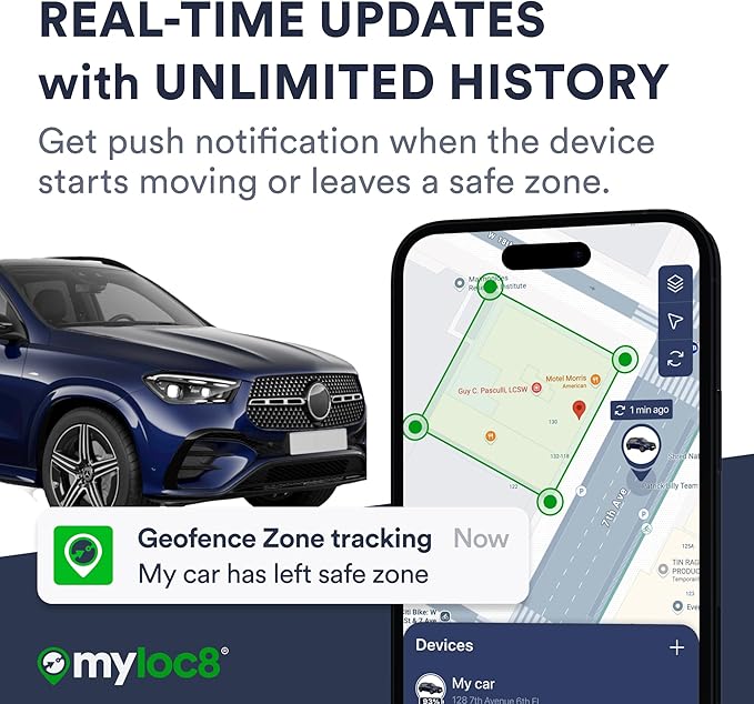 GPS Tracker for Vehicles with Magnet– 4G LTE Real-Time Location Device with App, Built-in SIM, 14-Day Battery – Anti-Theft GPS Tracker for Car, Motorcycle, Scooter, Bike - 4-Mo Subscription Incl