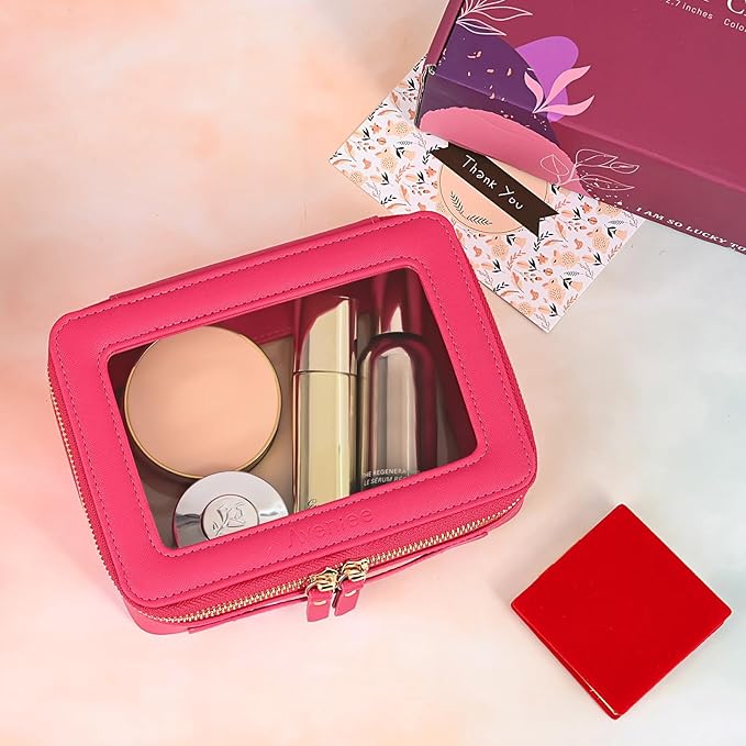 Aveniee Clear Makeup Bag Organizer,Large Travel Toiletry Bag for Women, Waterproof Cosmetic Pouch with Zippers,Car Organizers and Storage Case for Accessories,Hotpink