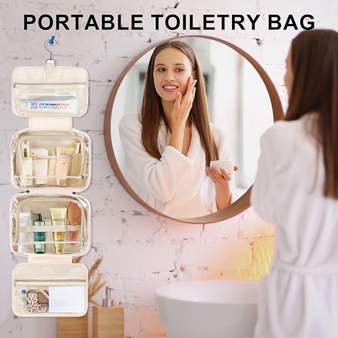 TOPEAST Hanging Travel Toiletry Bag for Women, Toiletries Travel Bag and Makeup Bag, Portable Travel Bag for Toiletries, Cruise Ship Travel Essentials - Letter K, Purple