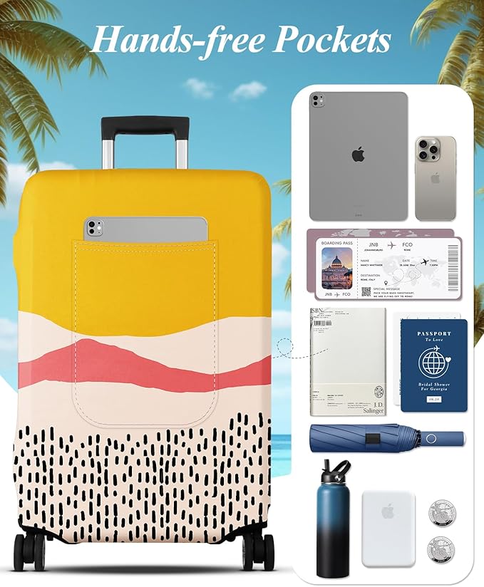 Slohif Luggage Cover for Suitcase Tsa Approved Protector - Luggage Sleeve Large Suit Case Cover Travel Stretch Baggage Case Protective Washable Fit 28-30 Inch Patchwork L
