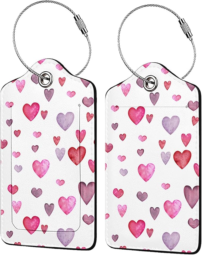 Watercolorful Love Rain Luggage Tag Personalized Luggage Tags for Suitcases,Leather Bag Tags for Backpacks Handbag with Name ID Label Travel Essentials Baggage Tags 2 Pack