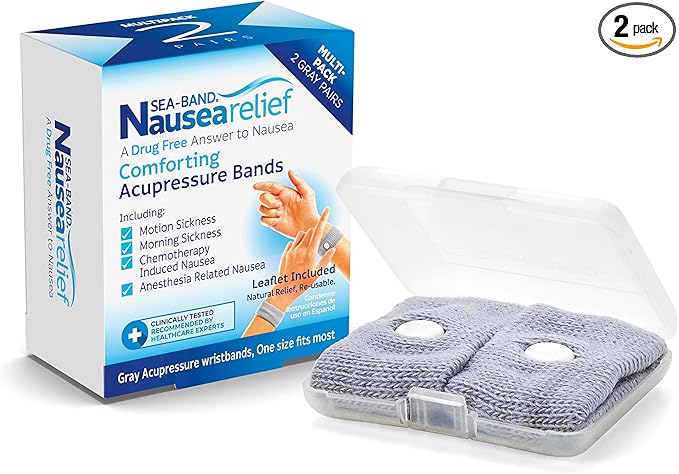 Sea-Band Anti-Nausea Acupressure Wristband for Motion & Morning Sickness, Pack of 2 Sets