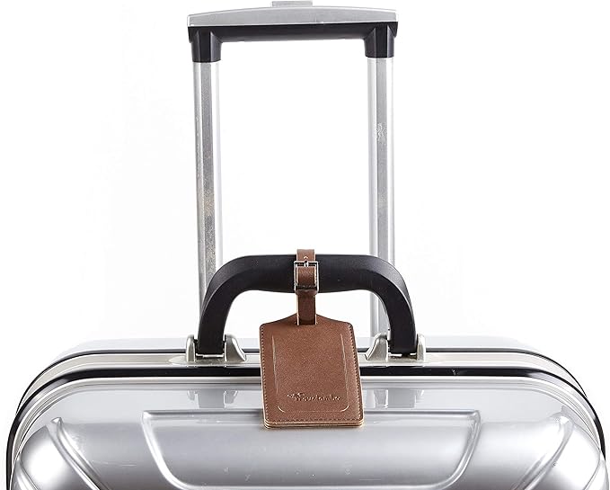 Travelambo Luggage Tags for Suitcases PU Leather Travel Tags Bag Tags Privacy Protection Travel Essentials