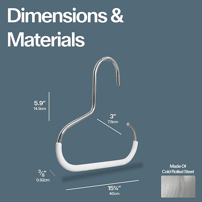 MAWA by Reston Lloyd Scarf, Shawl, Belt, and Accessory Organizer, Non-Toxic Metal Hanger with Grip Coating, Easy Access Open Hook, Model G-1, Space-Saving Design, Set of 40, Latte