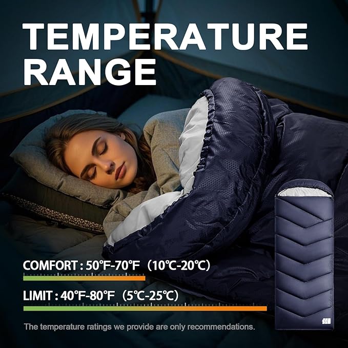 Sleeping Bags for Adults Cold Weather,Portable, Waterproof,Lightweight Camping Sleeping Bag for Tall Girls Boys with Compression Sack for Warm Camping, Hiking, Outdoor & Indoor