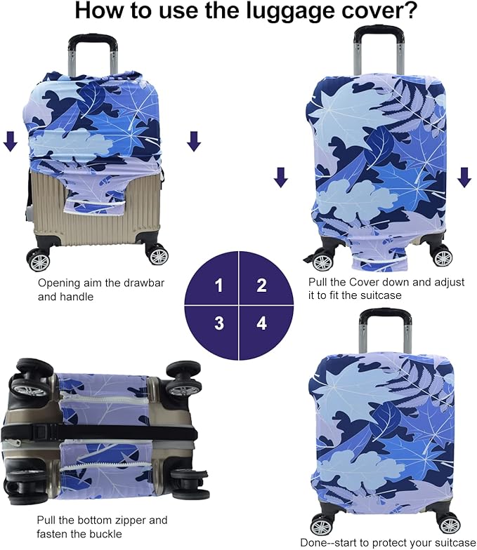 Travel Luggage Cover, Suitcase Protector Bag Fits 19-20 Inch Luggage Bluemaple