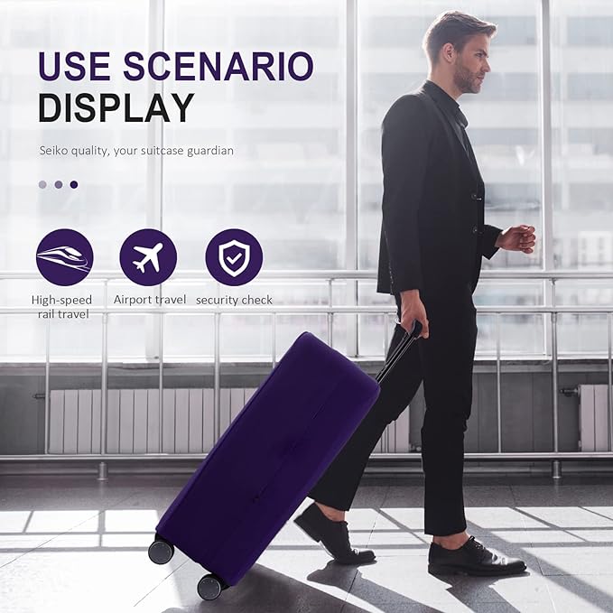 Travel Luggage Cover Suitcase Protector Scratch-Resistant Fit 19-31 Inch Suitcase, Not Included Suitcase (Purple, 2XL(30-31 inch))