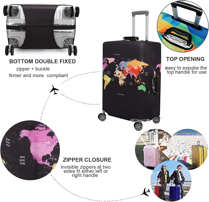 MosaiRudo Thicker Luggage Cover Elastic Suitcase Cover Protector Fits 18-32 Inch Suitcase Travel Accessories (TKM0099, S)