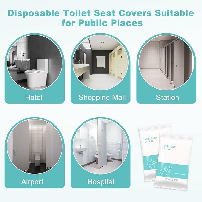 5 Packs Toddler Toilet Seat Covers Disposable, Disposable Toilet Seat Covers for Travel Waterproof Non-Woven, Travel Essentials for Kids Toddlers Potty Training (Individual Package)