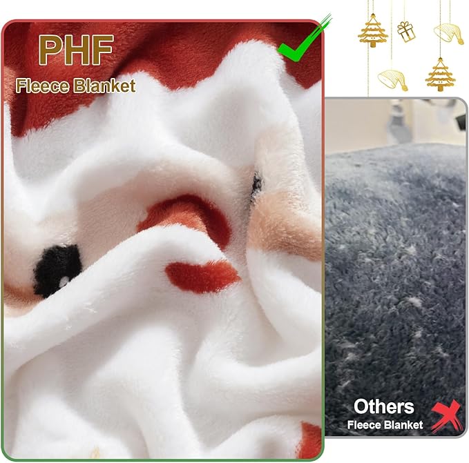 PHF Printed Fleece Blanket King Size, No Shed No Pilling Ultra Soft Plush Cozy Xmas Prints Theme Home Décor Flannel Blanket for Bed, Sofa, Couch and Gift, 108" x 90", Christmas Island