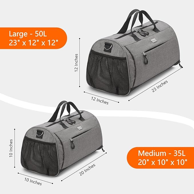 TOPDesign Gym Bag for Women & Men, Unisex Duffel Bag with Shoe Compartment & Wet Pocket for Travel Sports Gym (L Textured Grey)