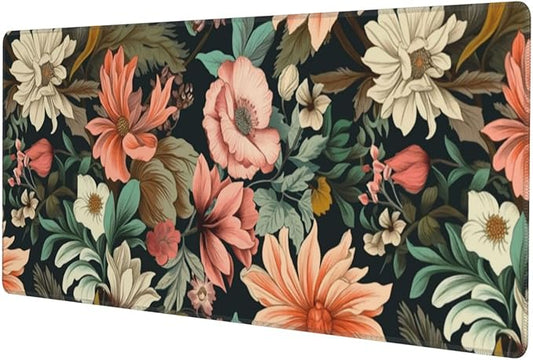 Japanese Floral Aesthetic Flowers Gaming Mouse Pad, Large Mouse Pad for Desk Mat XXL XL Mousepad, Big Keyboard Pad Office Desk Accessories Decor