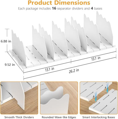 Ronlap Purse Storage Organizer for Closet, White Closet Bag Storage Dividers Rack Shelf Purse Dividers for Closet Organization Handbag Separators Closet Purse Organizers and Storage, 4 Pack, White