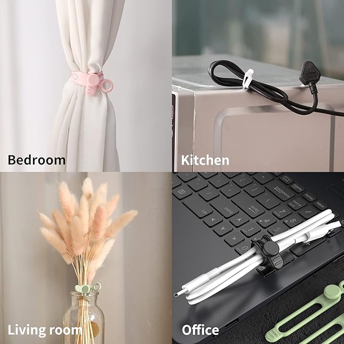 [20Park]UMUST Silicone Cable Ties, Reusable Cable Management Organizer, Cord Tie,Multipurpose Elastic Cord Organizer for Bundling and Fastening Cable Cords Wires(black)