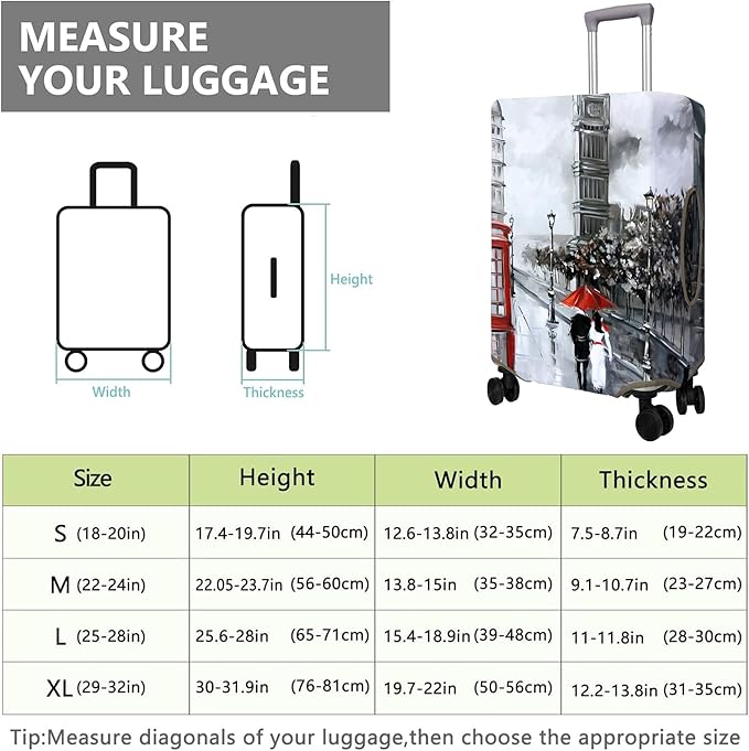 Travel Luggage Cover Suitcase Protector Fits 18-32 Inch Wheel Covers PatternedTravel Related Items Flower Luggage Protector Elastic S
