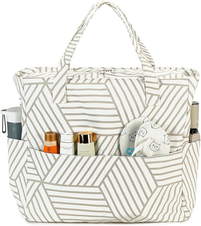 Waterproof Beach Tote Pool Bags for Women Ladies Extra Large Gym Tote Carry On Bag With Wet Compartment for Weekender Travel