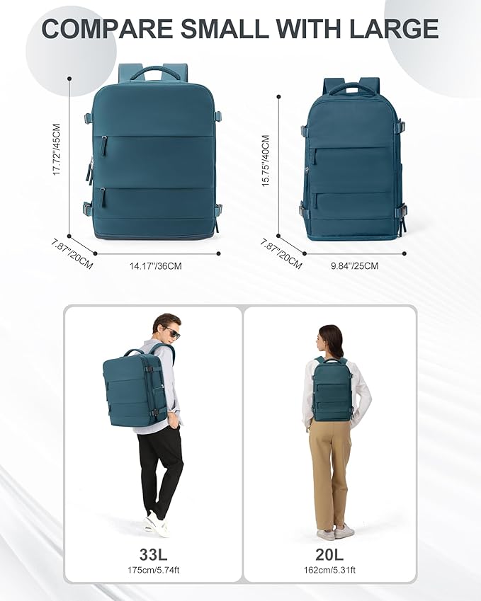 coowoz Travel Backpack Carry On for Women Man Gym Backpack with Laptop Compartment Mochila de Viaje Teacher Personal Item Backpacks Airplane Accessories Must Haves Peacock Blue Small