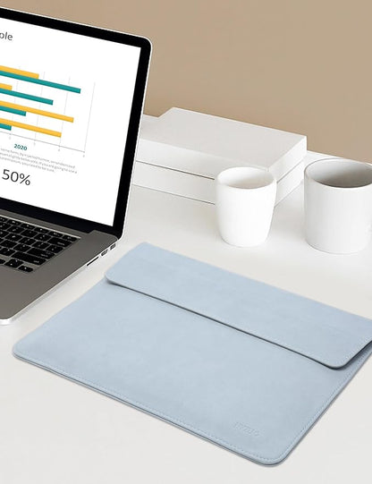 HYZUO 15-16 Inch Laptop Sleeve Bag with Adjustable Stand Feature for MacBook Pro 16 M4/M3/M2/M1 2025-2019, XPS 15, MacBook Pro 15 2015-2012, Case with Pouch, Pale Blue