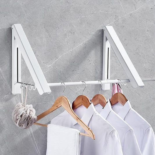 Retractable Clothes Drying Rack with 31 in Rod,Space Saver Wall-Mounted Retractable & Foldable Clothes Hanger for Laundry Room,Bedroom,Closet Storage Organization (2pcs, White)