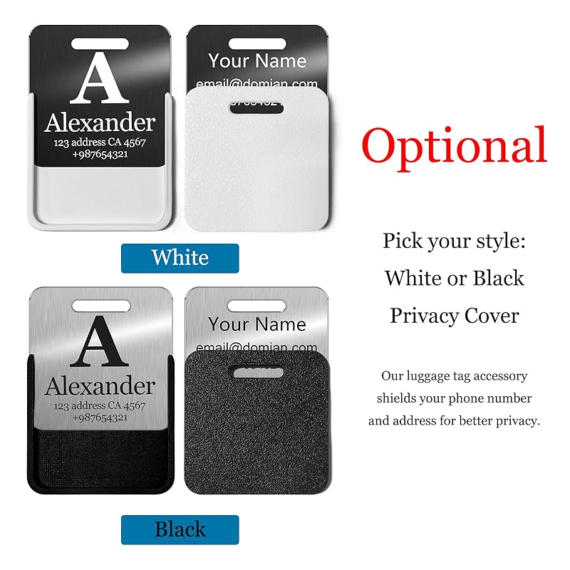 Customized Stainless Steel Luggage Tags: Personalize Your Suitcases, Backpacks, and Bags with Your Text - Custom Initial Text Name ID,Number