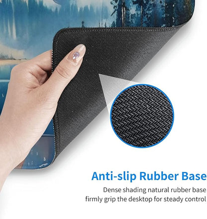 Gaming Mouse Pad, Large Non-Slip Rubber Base Mousepad, Keyboard Mouse Mat, Desk Pad with Stitched Edges, 31.5x11.8inch,Mountain River