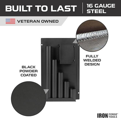 Iron Forge Tools Zip Tie Holder, Cable Tie Organizer for Enclosed Trailer Storage, Work Truck, Race Trailer & Garage Organization. Wall Mounted, Black Powder Coated Steel, Includes Mounting Hardware
