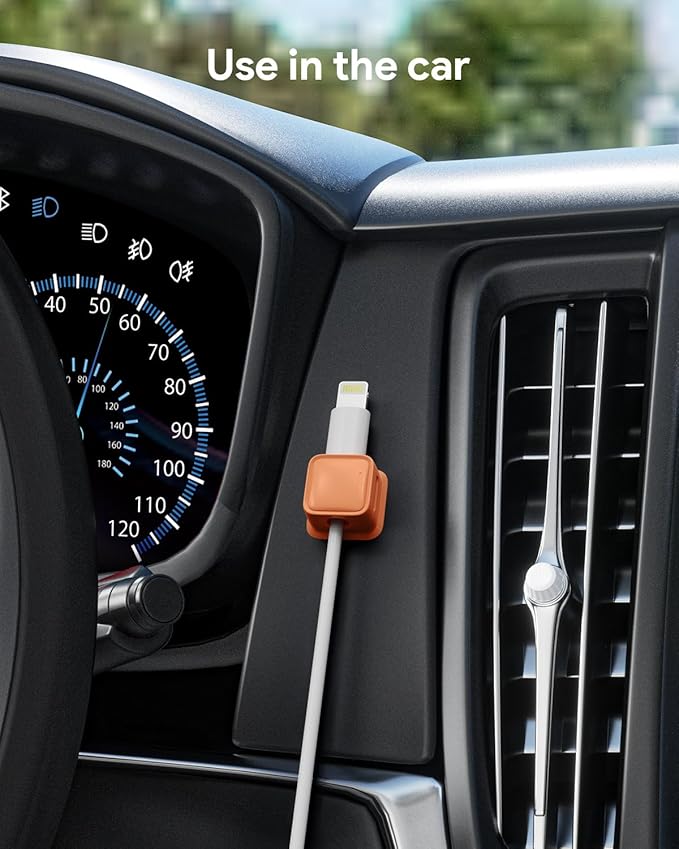 8 Pack Magnetic Cord Organizer, Easy Secure Adhesive Cable Management, Wire Holder Keeper, Hide Or Organize Phone USB Charger Cable, Orange