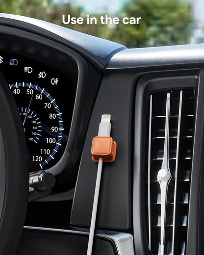 8 Pack Magnetic Cord Organizer, Easy Secure Adhesive Cable Management, Wire Holder Keeper, Hide Or Organize Phone USB Charger Cable, Orange