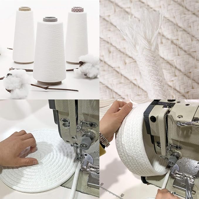 Sea Team Round Cotton Rope Storage Basket with Lid, Decorative Woven Storage Bin, Pot, Caddy, Organizer, Container for Snacks, Towels, Plants (Dark Blue, Small/2-Pack)