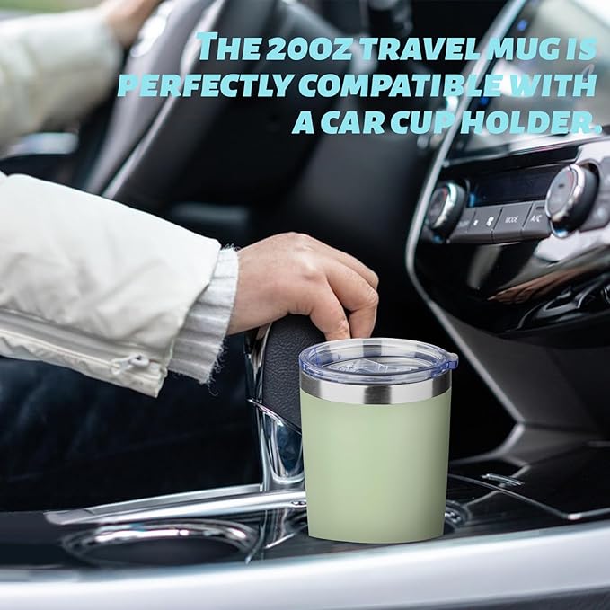 20oz Tumbler with Straw and Brush, Stainless Steel Vacuum Insulated tumbler, Double Wall Insulated Coffee Tumbler for Outdoor, Home, Travel,Office (Matcha Green,1pcs)