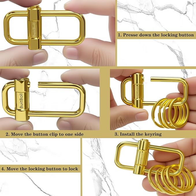 Key Chain, Heavy Duty Lock Key Ring Keychain Clip Key Holder Organizer for Home Car Keys Women Men