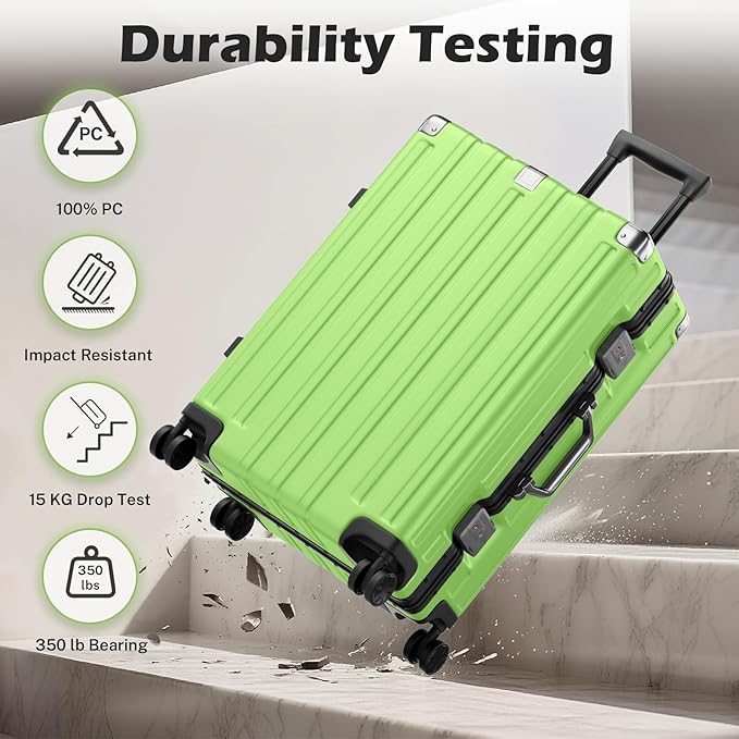 Krute Large Luggage 28 inch Zipperles Suitcase With Spinner Wheels USB Charger Hardside PC Aluminum Frame Luggages Checked Suitcases with TSA Lock (1 Piece)