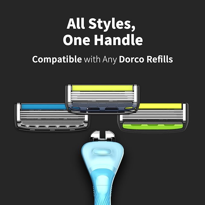 DORCO with Earth Razor with Pace 4 Pro Cartridges • Handle Made from Post Recycled Plastic • Premium Blades For Men and Women Body & Face Shaving • One Handle and 5 Cartridges