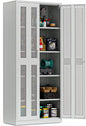 VINGLI Metal Garage Storage Cabinet with 2 Mesh Doors, Locking Steel Display Cabinet with Pegboards and 4 Adjustable Shelves, Ideal for Garage, Office, Pantry, Workshop(Gray, 32''W x 16''D x 71''H)
