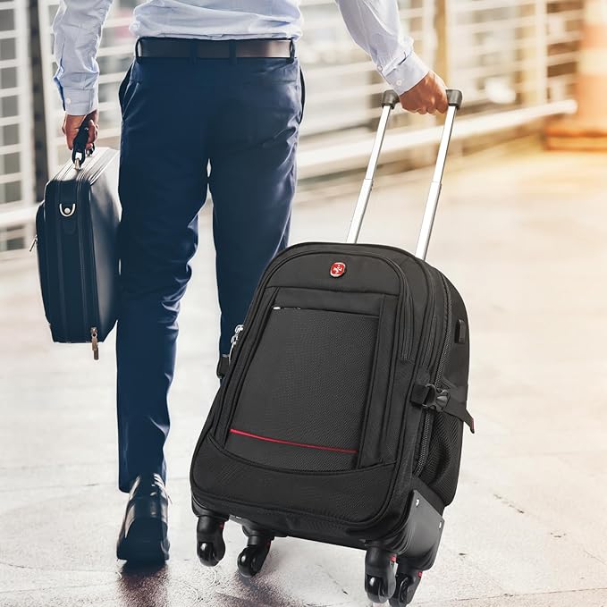 StarCloud 4-Wheel Rolling Backpack 45L (22x14x9 in): 17.3-Inch Roller Travel Laptop Backpack for Business, Water-Resistant Carry-On Luggage, Airline Approved Suitcase for Travel and Commuting