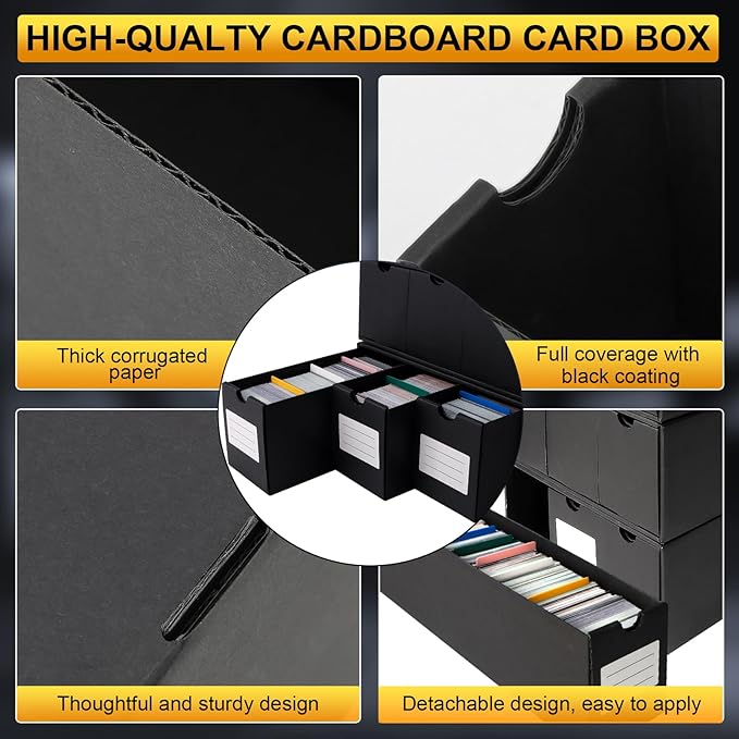 Trading Card Storage Box, Includes 21-600 CT Boxes & Card Dividers, + Trading Card Organizer for Collectible Card Games, for TCG, MTG, PTCG, Baseball Cards, with Labels & Tapes