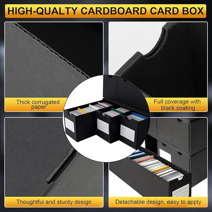 Trading Card Storage Box, Includes 21-600 CT Boxes & Card Dividers, + Trading Card Organizer for Collectible Card Games, for TCG, MTG, PTCG, Baseball Cards, with Labels & Tapes