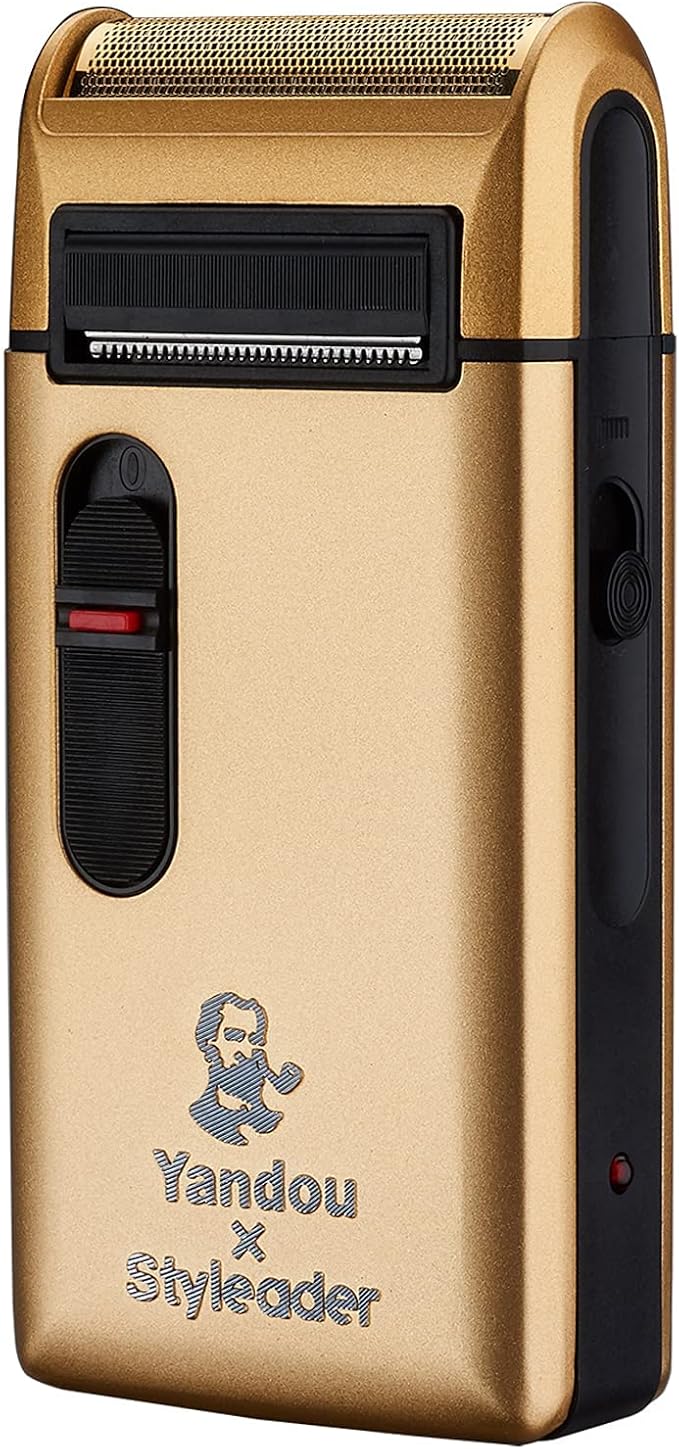 Retro Electric Razors for Men with Beard Trimmer, Rechargeable Mens Titanium- Plated Foil Shavers, Strong Power (Gold)